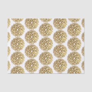 Elegant Gold Glitter Dahlia Flowers on White Tissue Paper