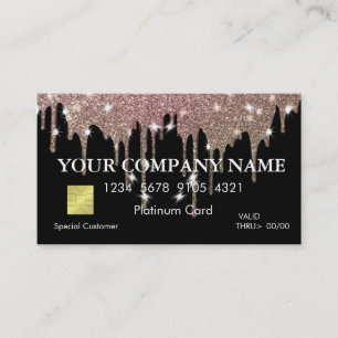 Elegant Gold Glitter Dripping Black Credit Card