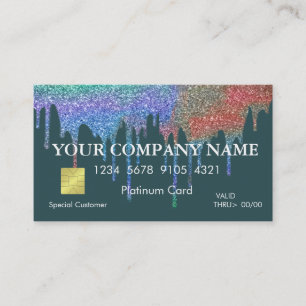 Elegant Gold Glitter Dripping Black Credit Card