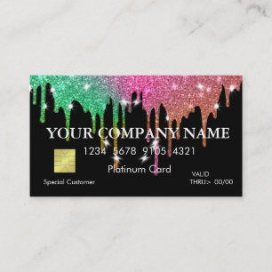 Elegant Gold Glitter Dripping Black Credit Card