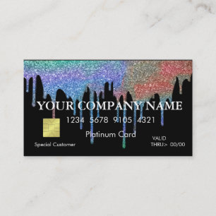Elegant Gold Glitter Dripping Black Credit Card