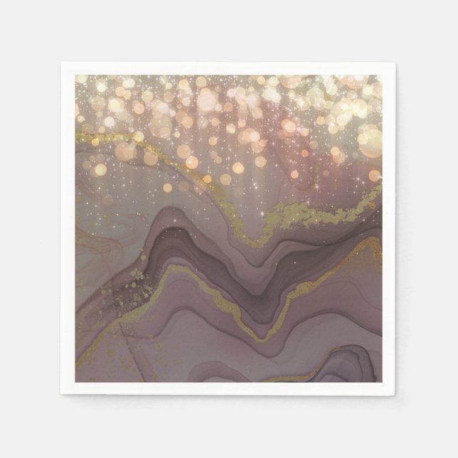 Elegant gold Glitter drips  Napkin (Front)