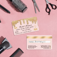 Elegant Gold Glitter Drips Pink Credit