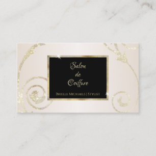 Elegant Gold Glitter Filigree Black Gold Salon Business Card
