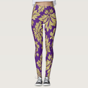 Elegant gold glitter Floral pattern Happy New Year Leggings