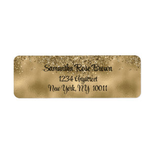 Elegant Gold Glitter & Foil Return Address Label