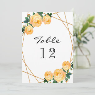Elegant Gold Glitter Geo Orange Floral Table No Announcement
