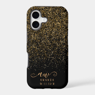Elegant Gold Glitter Glam Monogram Name