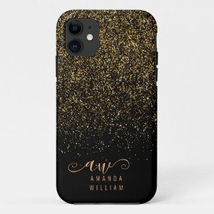 Elegant Gold Glitter Glam Monogram Name Case-Mate iPhone Case