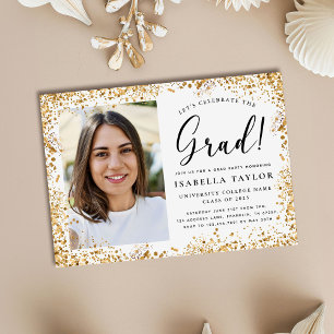 Elegant Gold Glitter Graduation Party Invitation