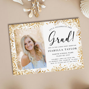 Elegant Gold Glitter Graduation Party Invitation