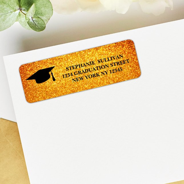 Elegant Gold Glitter Graduation Return Address (Creator Uploaded)