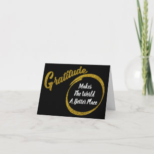 Elegant Gold Glitter Gratitude Typography Thank You Card