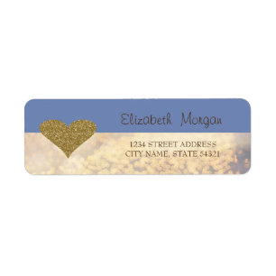 Elegant,Gold Glitter Heart,Bokeh Address Label
