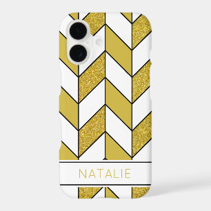 Elegant Gold Glitter Herringbone Chevron Pattern