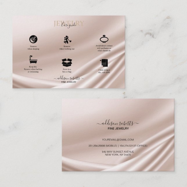 Elegant Gold Glitter Jewellery Care Business Card (Front/Back)