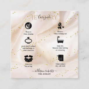 Elegant Gold Glitter Jewellery Care Square Business Card