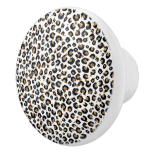 Elegant Gold Glitter Leopard Pattern Ceramic Knob
