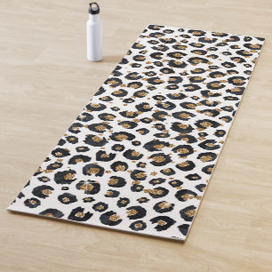 Elegant Gold Glitter Leopard Pattern Yoga Mat