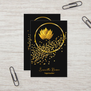 Elegant Gold Glitter Lotus Yoga Meditation Business Card