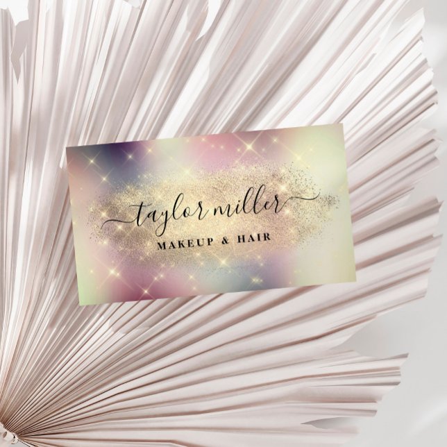 Elegant gold glitter makeup & hair metallic business card (Creator Uploaded)