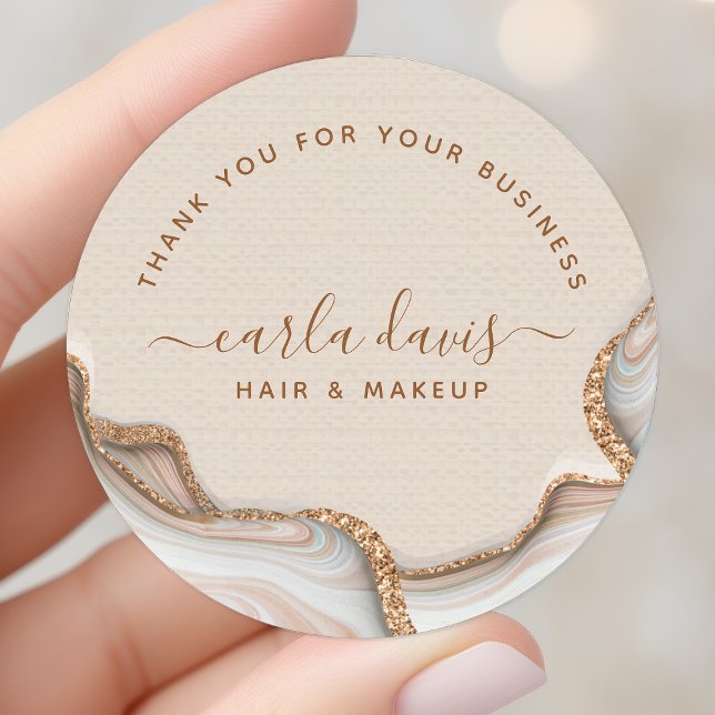 Elegant Gold Glitter Marble Agate Modern Chic Classic Round Sticker (Creator Uploaded)