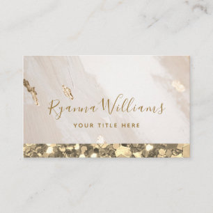 Elegant Gold Glitter & Marble Calligraphy Script Business Card