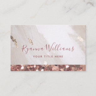 Elegant Gold Glitter & Marble Calligraphy Script Business Card