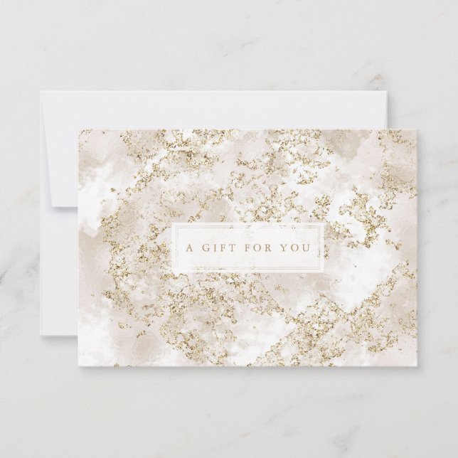 Elegant Gold Glitter Marble Gift Certificate Card (Front)