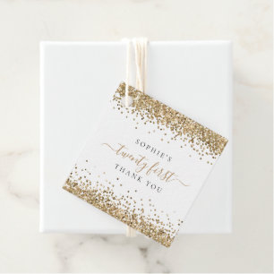 Elegant Gold Glitter Name Twenty First Thank You Favour Tags