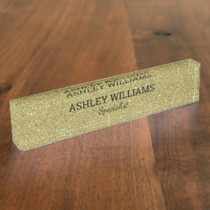 Elegant gold glitter nameplate