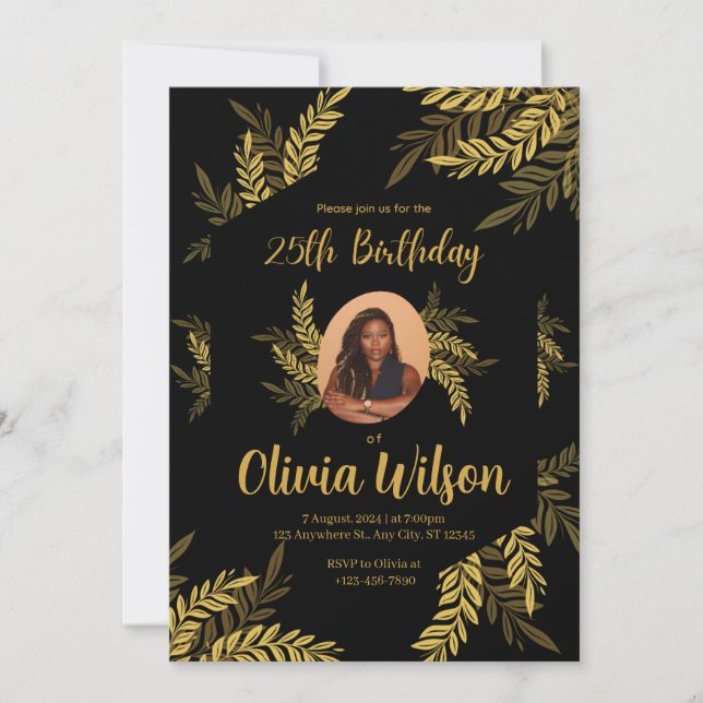Elegant Gold Glitter Quinceañera 25th Part Wedding Invitation (Front)