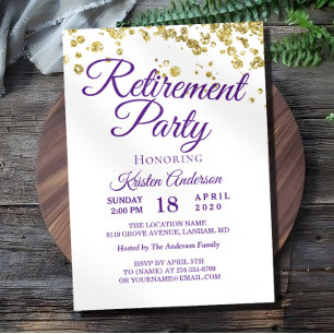 Elegant Gold Glitter Retirement Party  Invitation
