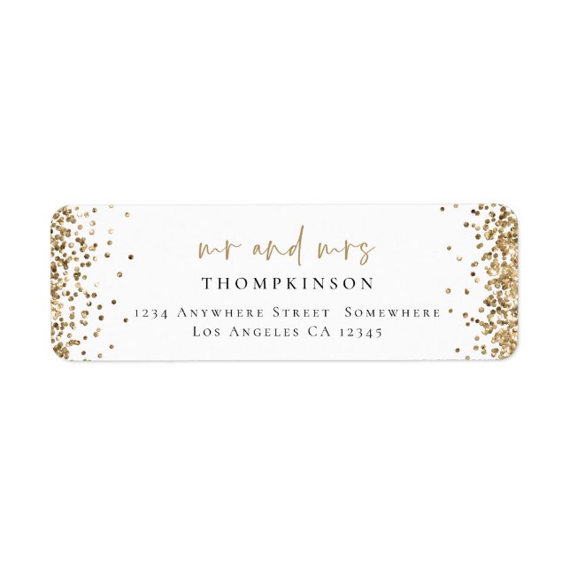 Elegant Gold Glitter Return Name Address Label (Front)