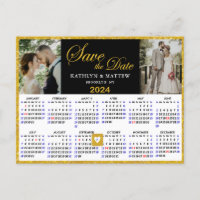 Elegant Gold Glitter Script 2 Photo Save the Date