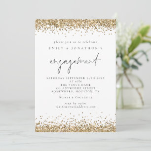 Elegant Gold Glitter Script Engagement Party Invitation