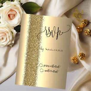 Elegant Gold Glitter Script RSVP Invitation