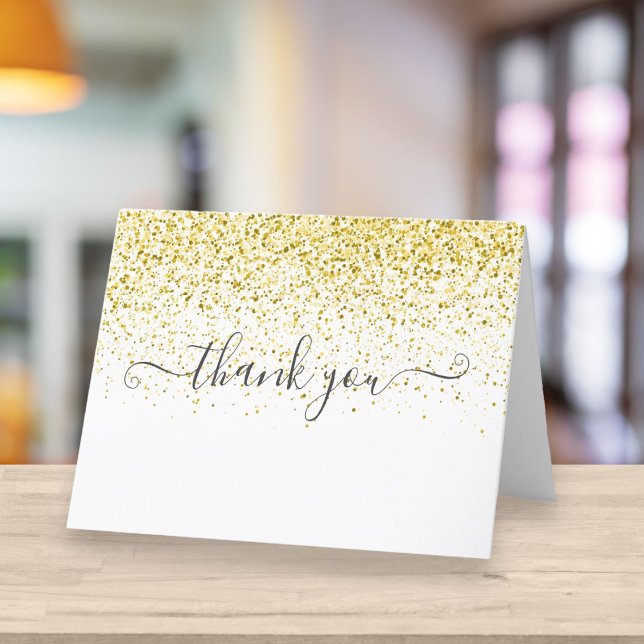 Elegant Gold Glitter Script Thank You Card (Creator Uploaded)