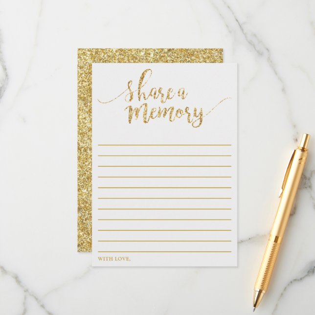 Elegant Gold Glitter Share A Memory Card (Front/Back In Situ)