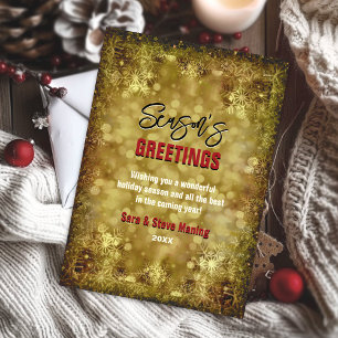 Elegant gold glitter snowflakes Christmas greeting Holiday Card