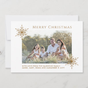 Elegant Gold Glitter Snowflakes Christmas Photo Holiday Card