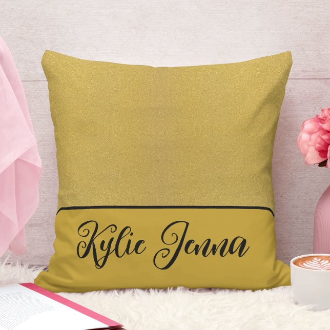 Elegant Gold Glitter Sparkle Script Custom Name Cushion (Creator Uploaded)