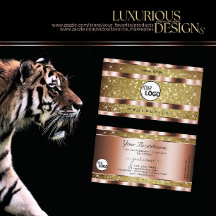 Elegant Gold Glitter Stars add Logo Rose Golden Business Card