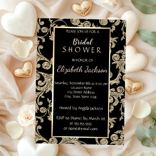 Elegant  Gold Glitter Swirls Bridal Shower Invitation