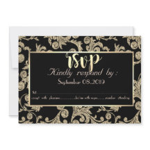 Elegant Gold Glitter Swirls RSVP Card