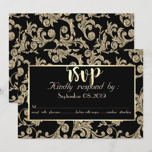 Elegant Gold Glitter Swirls  RSVP Card