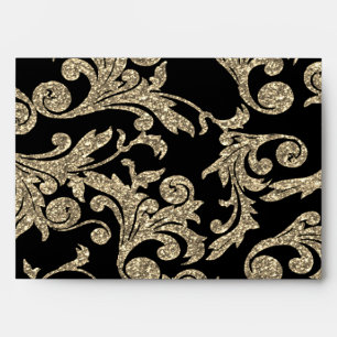 Elegant Gold Glitter Swirls Wedding Envelope