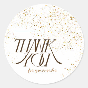 Elegant Gold Glitter Thank You For Your Order Busi Classic Round Sticker