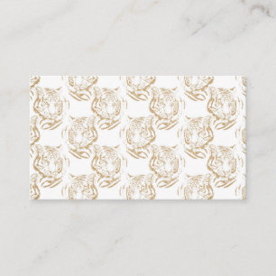 Elegant Gold Glitter Tiger Print White Design Business Card