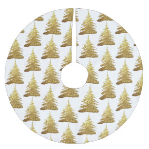 Elegant Gold Glitter Trees Christmas Tree Skirt